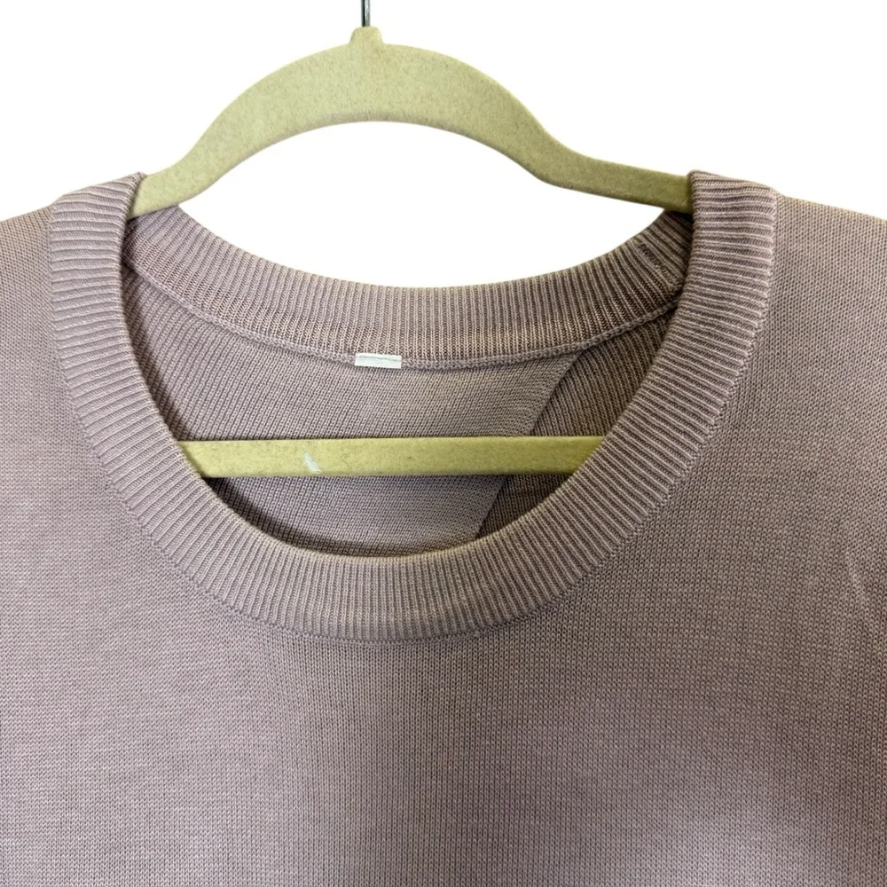 Lululemon Sunset Savasana Merino Wool Womens Blush Pink Open Back Sweater Sz 16